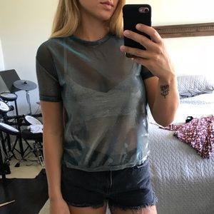 Teal shimmery mesh shirt